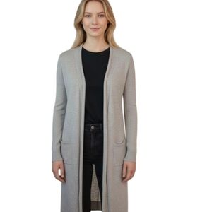 The Cashmere Project Neutral Oatmeal Soft Cashmere Sweater Duster Cardigan Sz XS